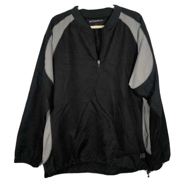 Boombah Explosion Baseball Pullover Jacket Windbreaker Black Gray Sz L