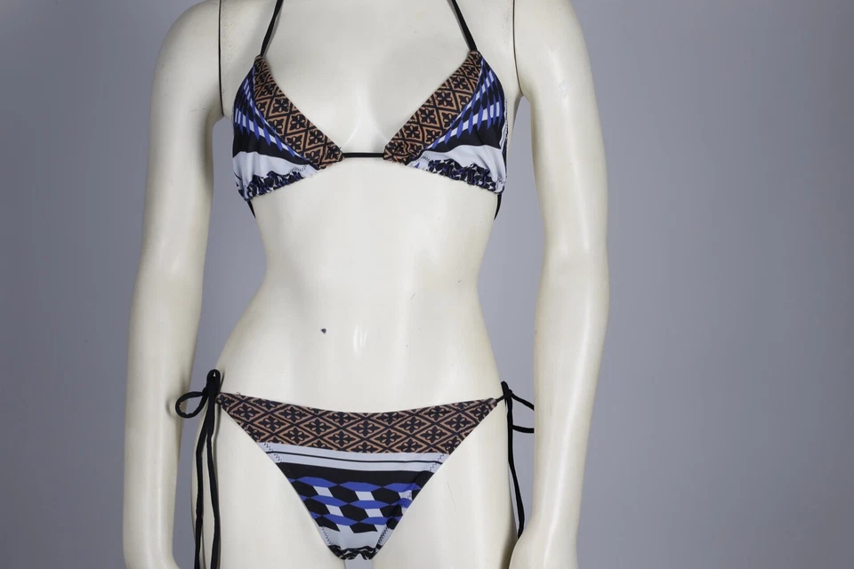 CLOVER CANYON Azul 2 Piezas Halter Cuello Cuerda Bikini Conjunto Traje de Baño Talla S Foto 3 de 4
