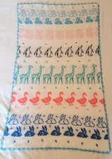 Vintage Knit Baby Blanket Cute Animals Elephant Bunny Giraffe