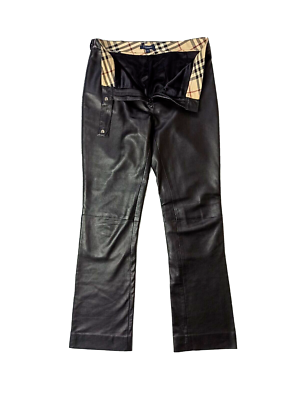 Burberry London Womens Lambskin Leather Pants Black Flared Burberry London Womens Lambskin Leather Pants Black Flared