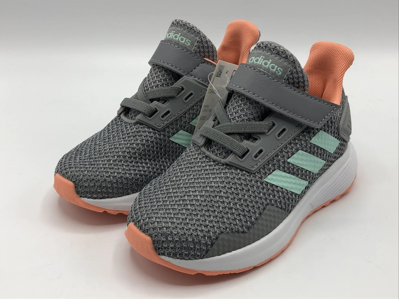 Scarpe da ragazza Adidas Duramo taglia 6k grigio pesca BC0825 nuove con etichette in scatola