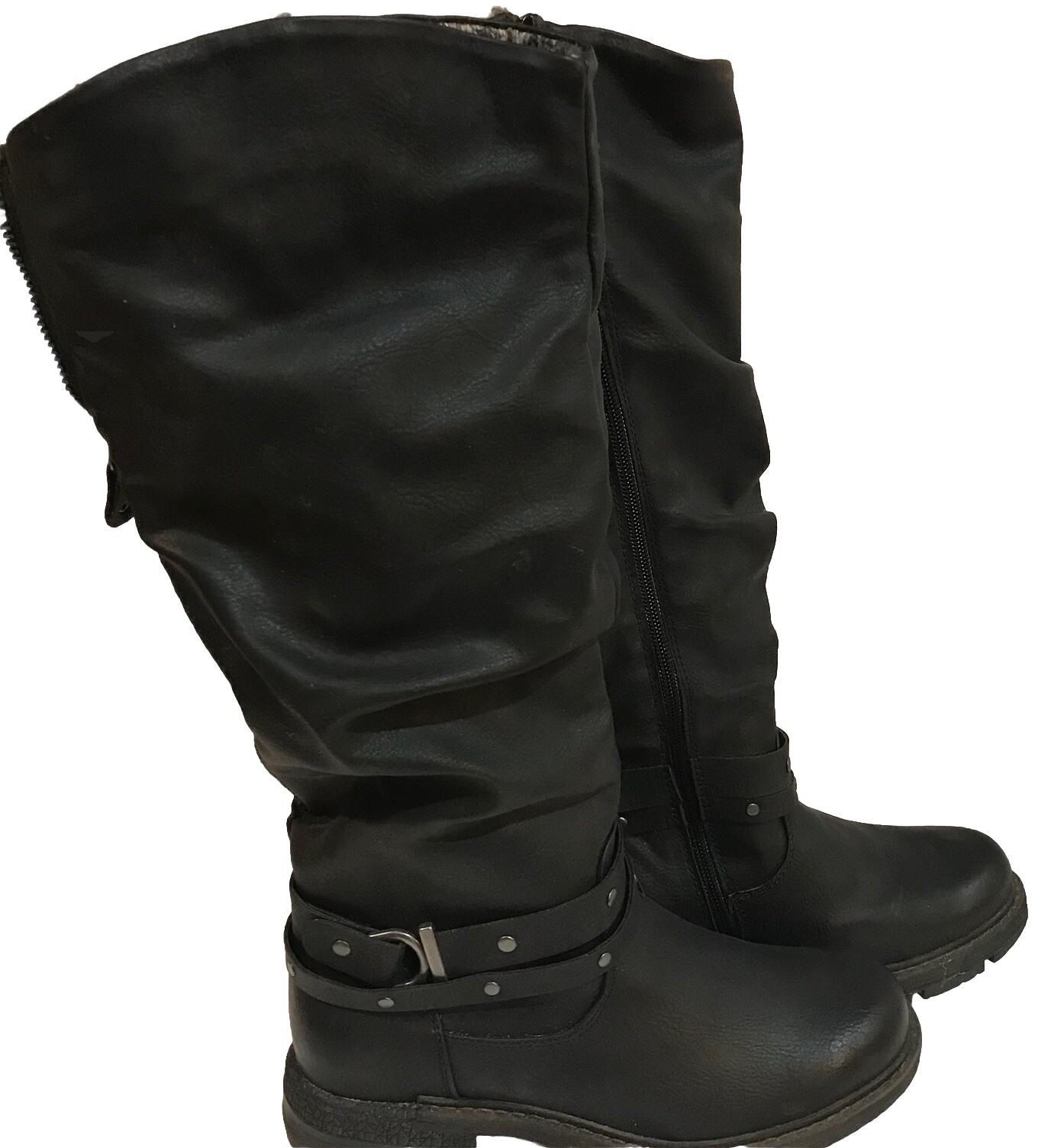 Lukees by MUK LUKS Women’s size 6.5 Black Faux Leather Tall Winter Boots