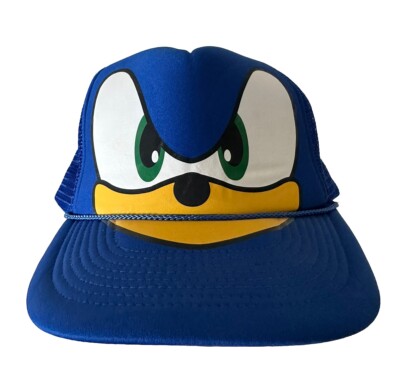 VTG 90s Sonic the Hedgehog SEGA Rope Trucker Hat Foam Nissun Cap Blue White NWOT