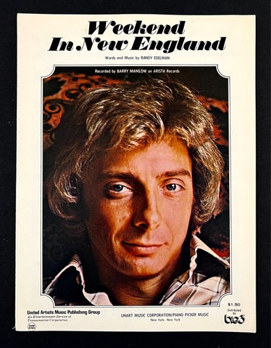 1975 Weekend In New England Barry Manilow Edelman Piano Vocal VTG Sheet Music