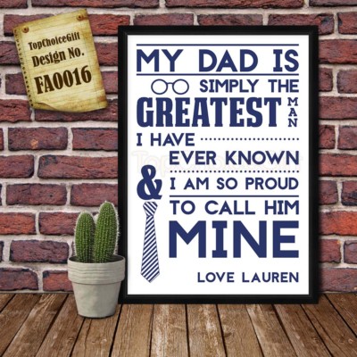 PERSONALISIERTE Worlds Greatest Dad Vatertag Geschenke Beste Männer Geschenk Druck
