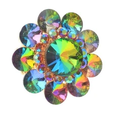 Gold Tone Stretch Flower Ring with Rhinestone R1249-VM