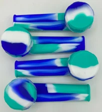 Silicone Tobacco Smoking Pipe cap lid  Metal Bowl Blue/ white/ turquoise 10 pack