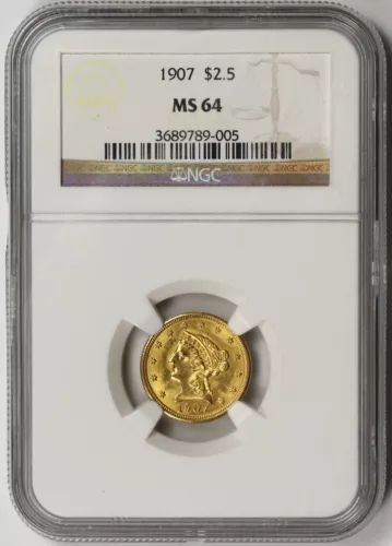 1907 Liberty Head Quarter Eagle Gold $2.5 MS 64 NGC
