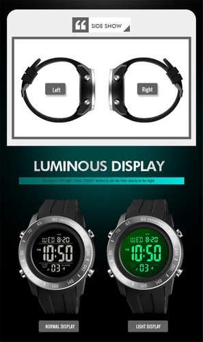 SKMEI Men Sport Watch Student Boys Girls Outdoor Digital Wristwatch Big Watches - Picture 5 of 27