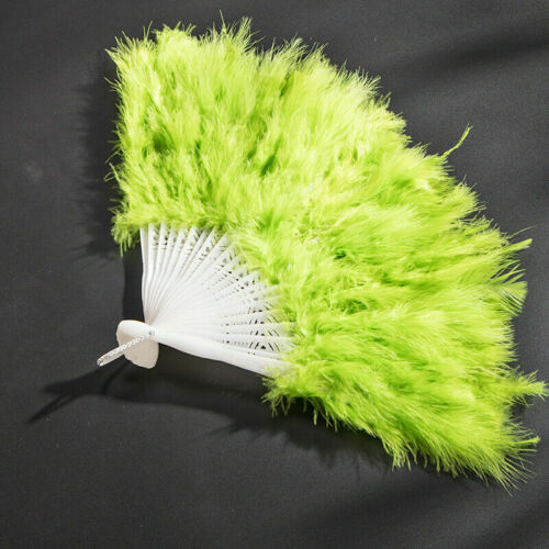 Feather Fans Hand Held Folding Plastic Dance Show Retro Vintage Look Party Decor - Picture 15 of 22