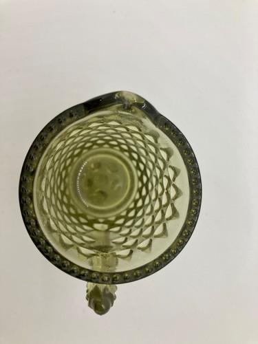 Vintage Fenton Green Glass Mini Hobnail Pitcher/Creamer w/Handle 3" Tall - Picture 2 of 3
