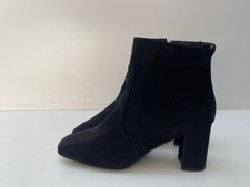 Primark Women's Black Suede Zip up Block Heel Ankle Boots Shoes UK 8 EUR 42 B74