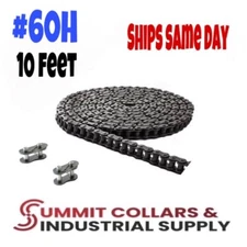 #60H Heavy Duty Roller Chain x 10 feet + 2 Connecting Links + Same Day Shipping