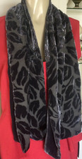 Velour Crushed Velvet Shawl Scarf Lined 10" X 54" Grayish Purplish