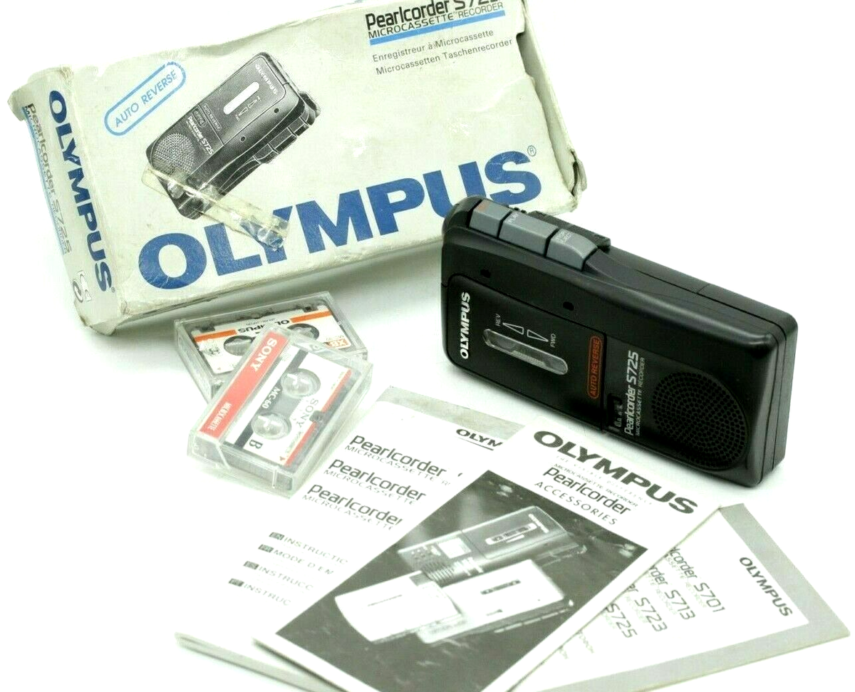 OLYMPUS S725 PEARLCORDER *Microcassette recorder*Earphone +2 micro