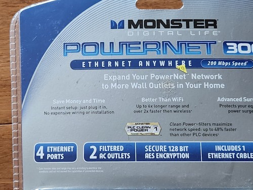 Monster Powernet 300 Ethernet Anywhere AC Ethernet Adaptor NEW Sealed. NOS. NLA - Picture 2 of 9