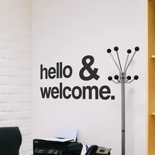 Hello and Welcome Office Wall Decal Sticker Quote Home Decor Wall Art Entrance