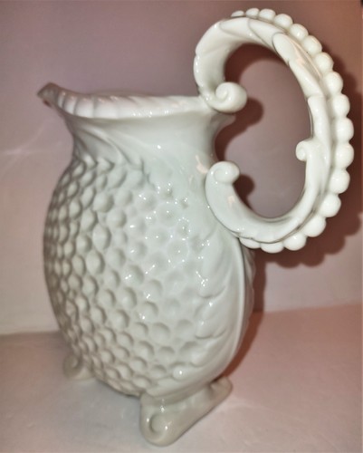 Lenox Wasserkrug mit Fuß, Eierschalenweiß Porzellan Grübchenseiten, Damengesicht - Bild 6 von 8