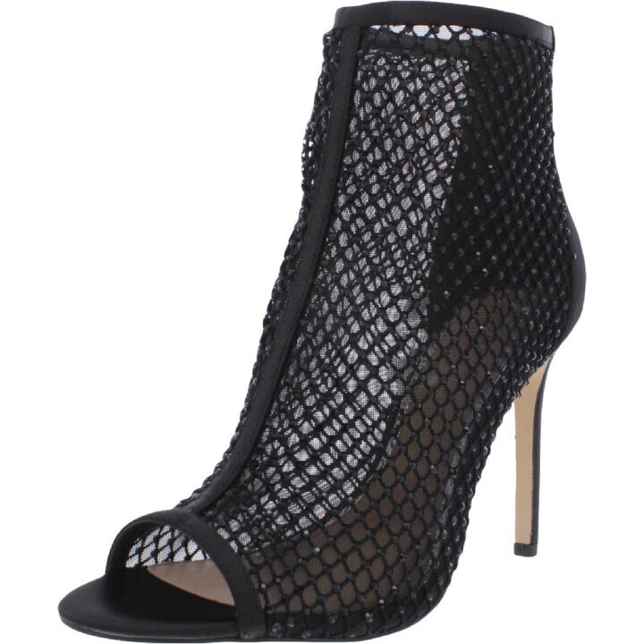 JEWEL BADGLEY MISCHKA Womens Black Fishnet Fiorella Open Stiletto Booties 5