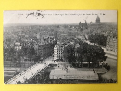cpa von 1912 PARIS Panorama aus NOTRE DAME Bain du Terrain SCHWIMMSCHULE 