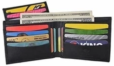 Swiss Marshall Men's RFID Premium Leather Bifold Black Wallet W/Removable Card I