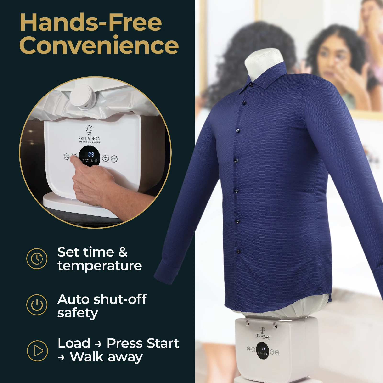 Before and after results using the automatic ironing machine