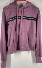    bebe sport Women's Mauve Cropped Hoodie Sweatshirt Pullover with Logo Band