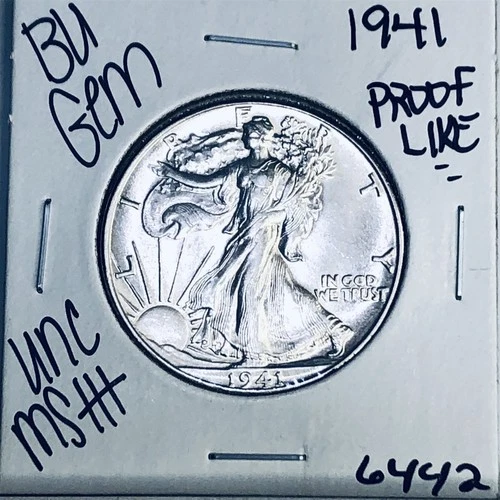 1941 BU GEM LIBERTY WALKING SILVER HALF UNC MS+++ U.S. MINT RARE COIN 6442