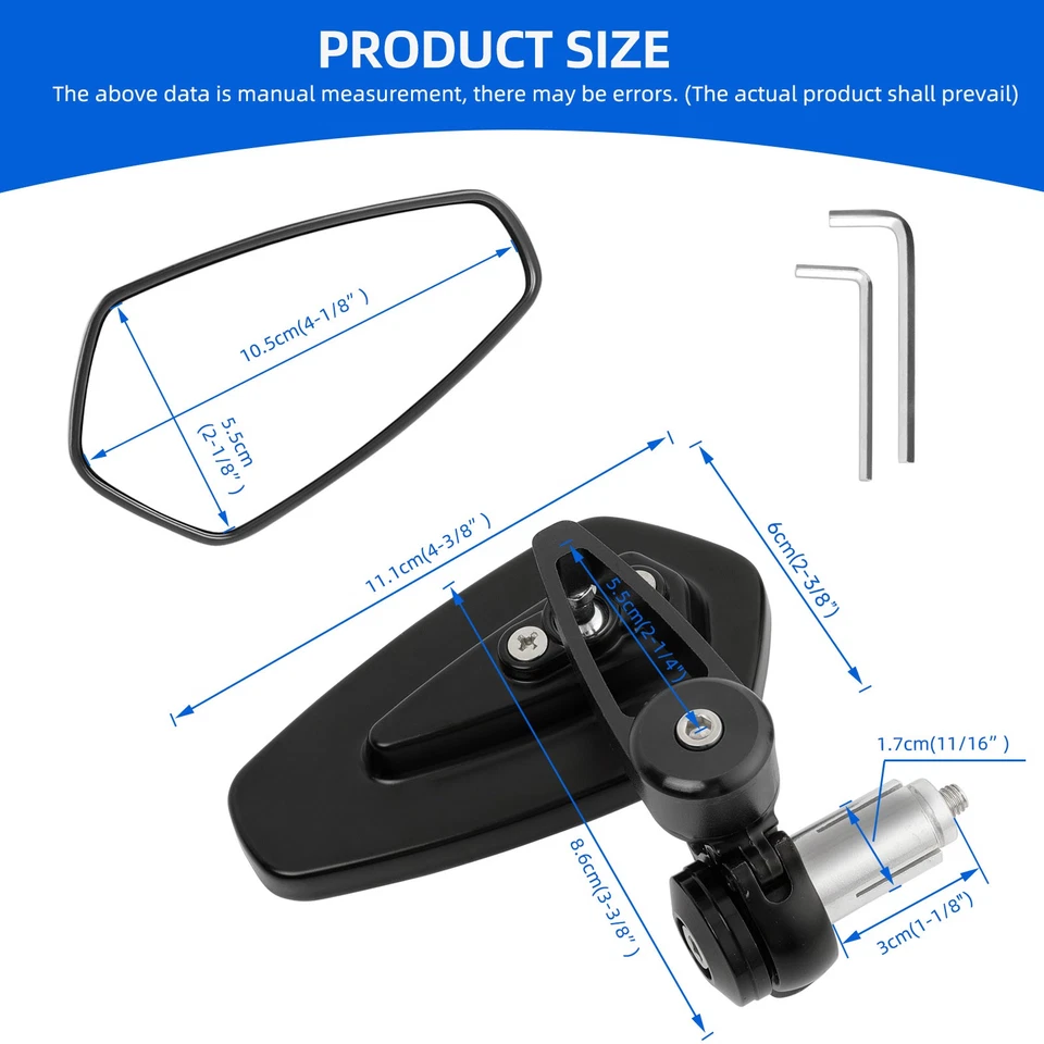 Pair 7/8" Motorcycle Bar End Mirrors Rearview For Yamaha MT-07 MT-09 MT-10 MT125 - Image 2 of 4