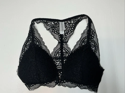 Gorrenno Black Lace T Back Bra Sz, 36D Front Closure