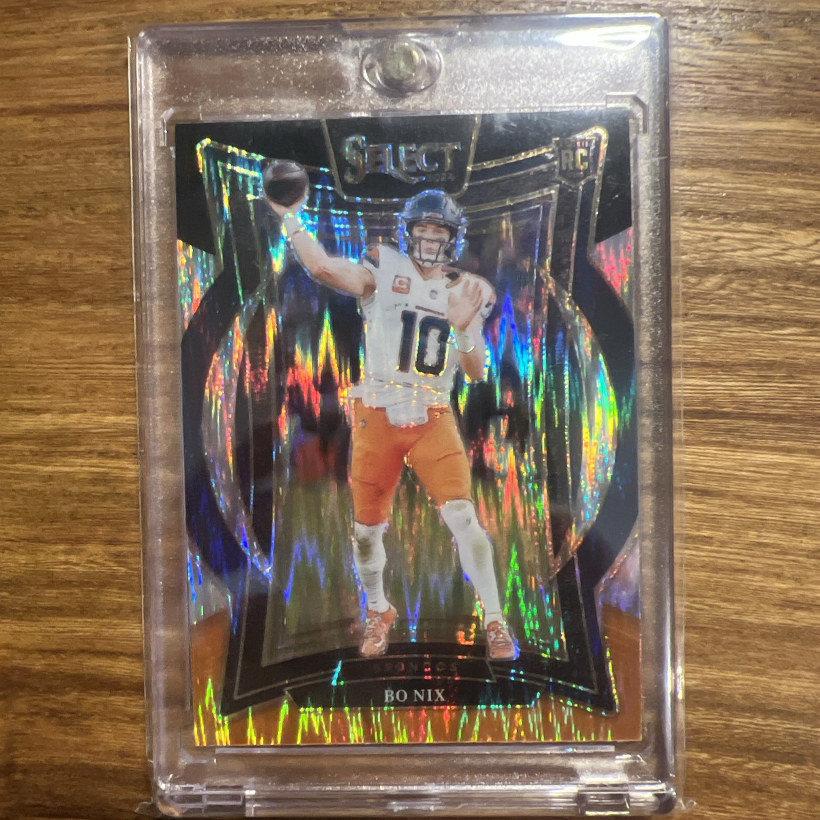 2024 Panini Select - Concourse Bo Nix #30 Black And Orange Shock Prizm (RC)