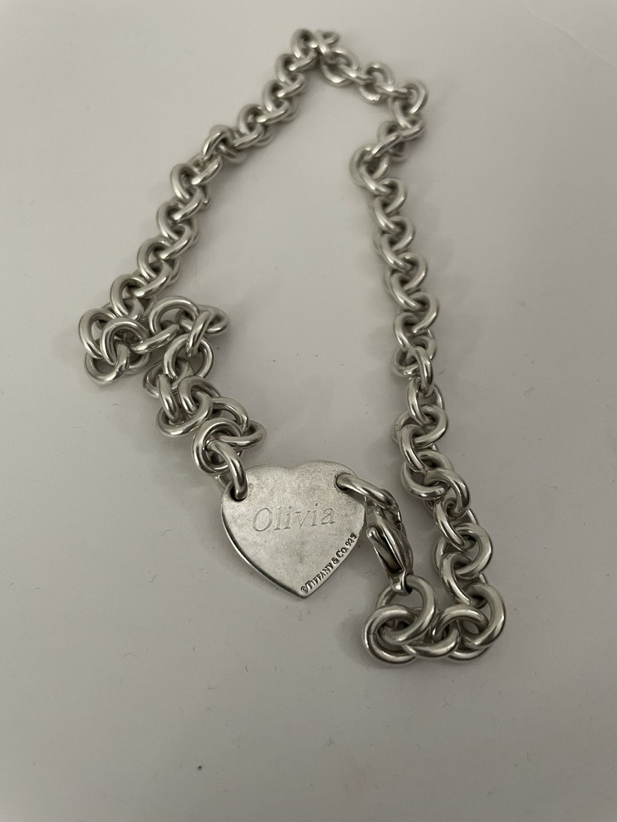 Please Return Tiffany & Co. Sterling Silver Center Heart Tag Chain