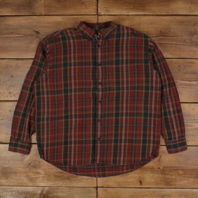 Cabelas kariertes Hemd mit Knöpfen L Herren Baumwolle Flanell Outdoor Holzfäller Trail rot