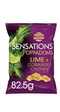 Walkers Sensations Lime & Coriander Chutney Sharing Poppadoms Crisps 82.5g