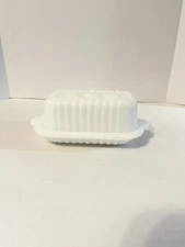 Rare Vtg 50s Hazel Atlas White Milk Glass Half Stick Butter Dish & Lid Granny