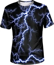 Lightning Bolt All Over Print T-Shirt Electric Storm Graphic Cool Tee Gift