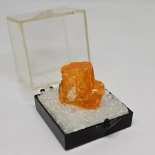 Mineral Specimen - Wulfenite #1 Natural Crystal Mounted 1.25" Perky Display