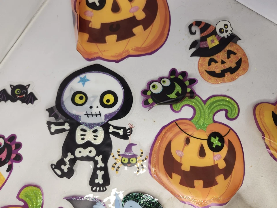 HALLOWEEN Vinyl Window Clings Lot Decor Vampire Bats Pumpkin Witch Frankenstein - Image 4 of 4