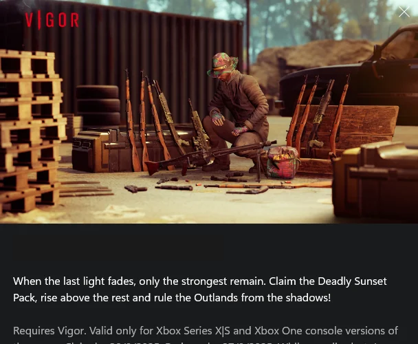 [XBOX CODE] Vigor Deadly Sunset Pack 2025 XBOX *NEW* Perks Exclusive  GLOBAL