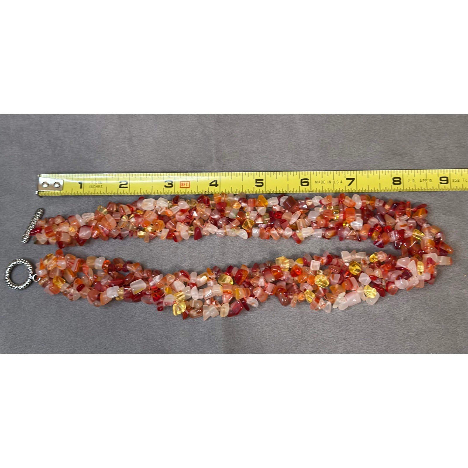 Carnelian Agate Chip Multi Strand Toggle Necklace… - image 4