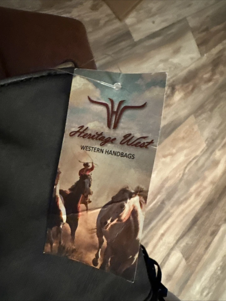 Bolsa ocidental Heritage West feminina preta marrom franja boho - Imagem 3 de 4