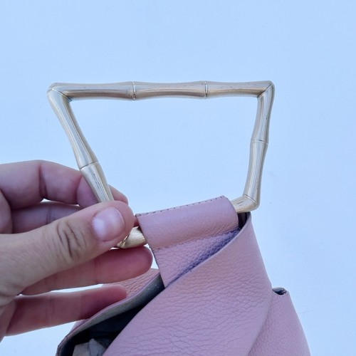 Cult Gaia Pink Mini Astraea Tote Bag Purse Blush Gold Leather Statement - Picture 4 of 10