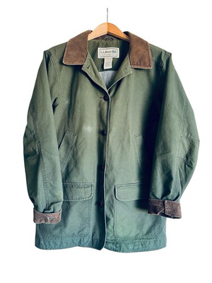 #ad #ad Vintage LL Bean Green Chore Jacket with Corduroy Collar Womens L $58.00