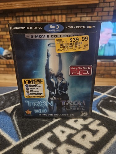 DISNEY TRON ORIGINAL + LEGACY 5-DISC 3D+2D BLU-RAY + DVD + LENTICULAR SLIPCOVER!