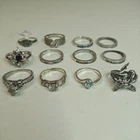 Vintage Sterling Silver 925 Ring Lot 38.71g CZ Gemstone Bands Mixed Sizes