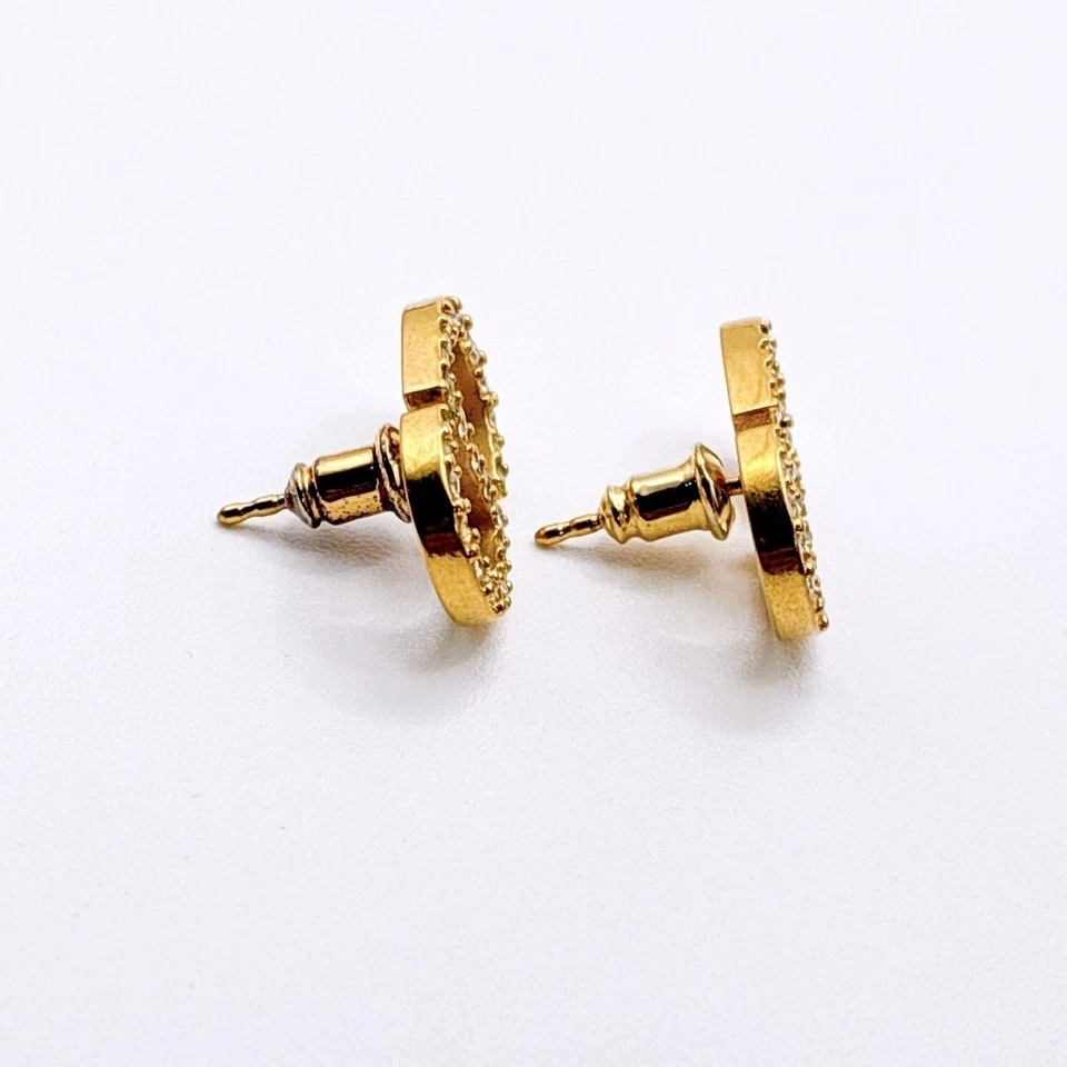 Pendientes Christian Dior Petit CD Stud Logo Circonita Tono Dorado De Japón Foto 4 de 4