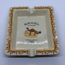 Vintage Camel Filters Cigarettes Yellow Rectangle Ceramic Ashtray 1996