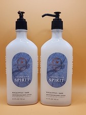 2 Bath Body Works EUCALYPTUS SAGE CLEANSE YOUR SPIRIT Body Lotion Pump Glass
