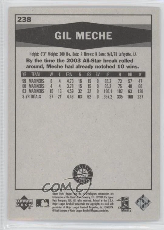 2004 Upper Deck Vintage Gil Meche #238 - Image 2 of 2