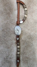 VTG SUNSET TRAILS STERLING SILVER RAWHIDE HEADSTALL BRIDLE - RANCH / SHOW HORSE